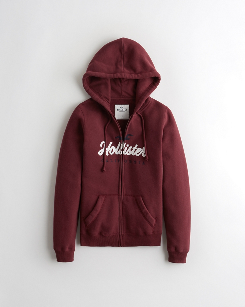 red hollister zip up