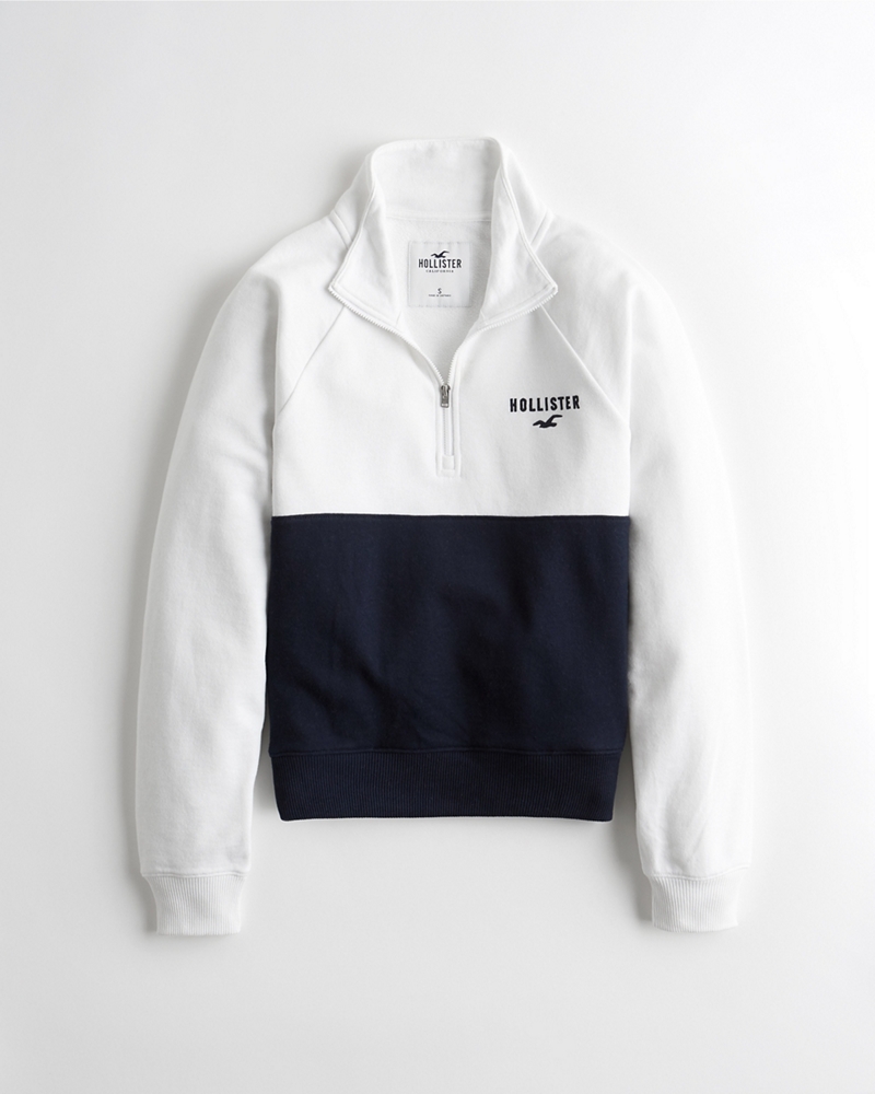 hollister half zip teddy pullover