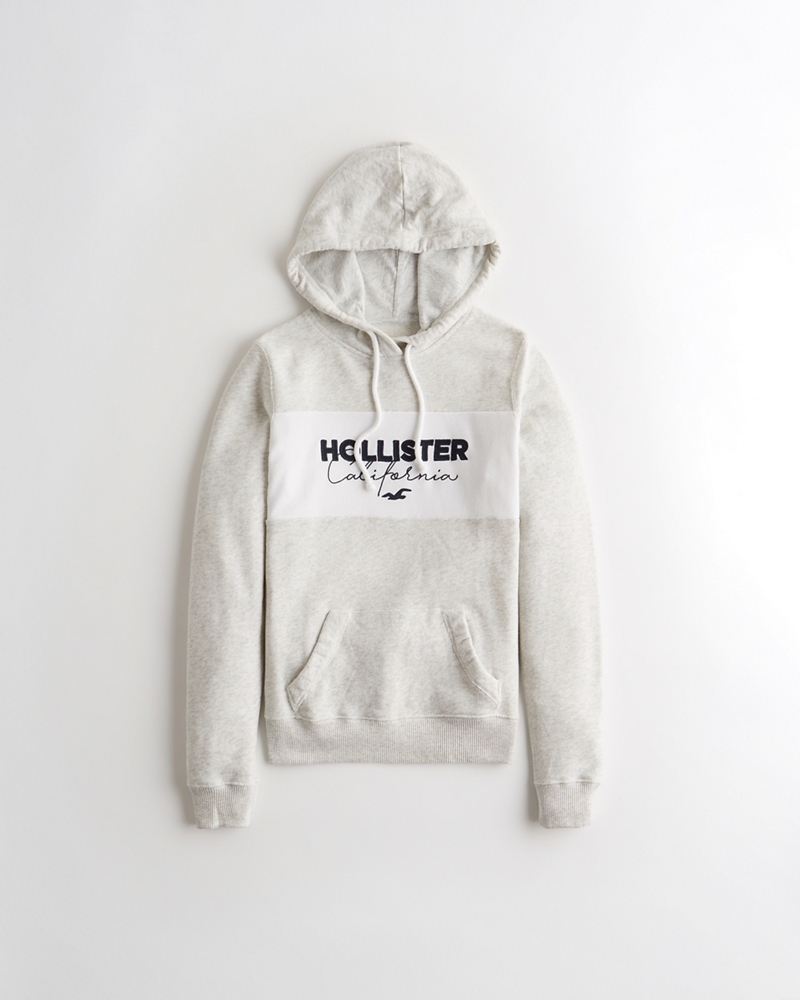 colorblock logo hoodie hollister