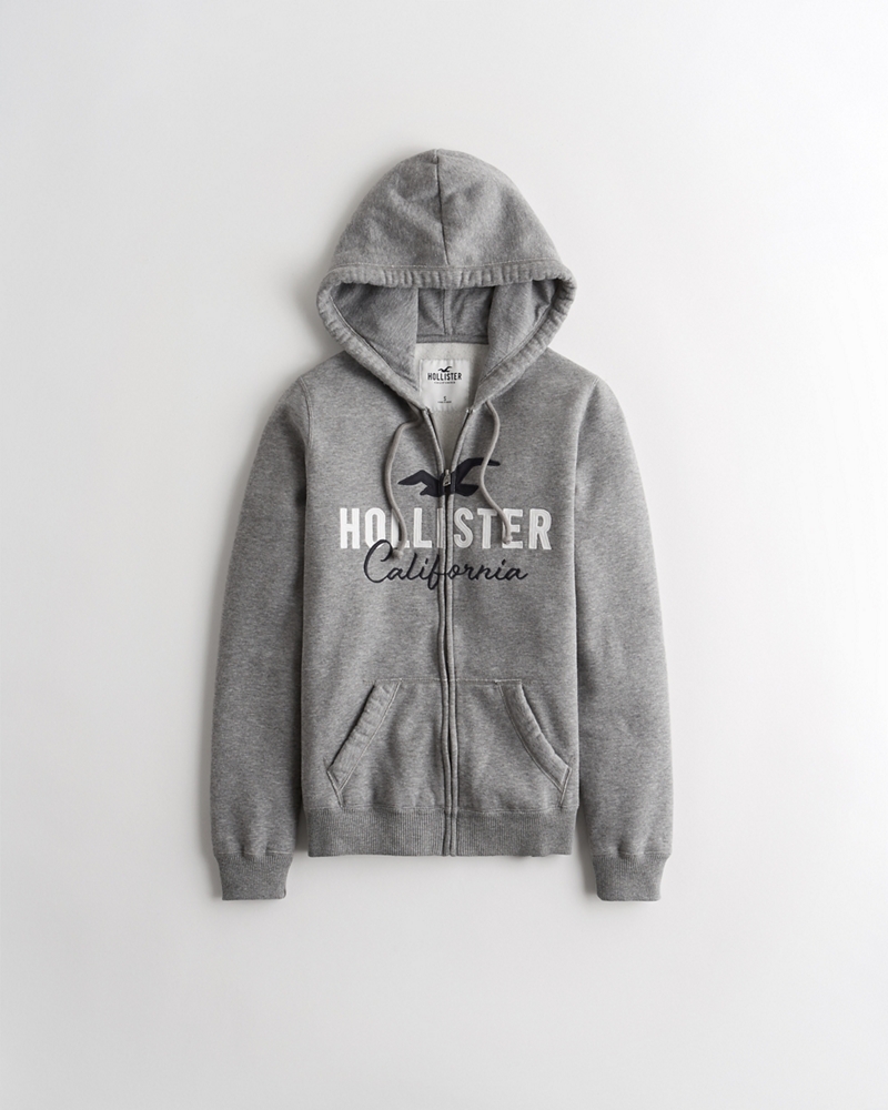 hollister logo full zip hoodie