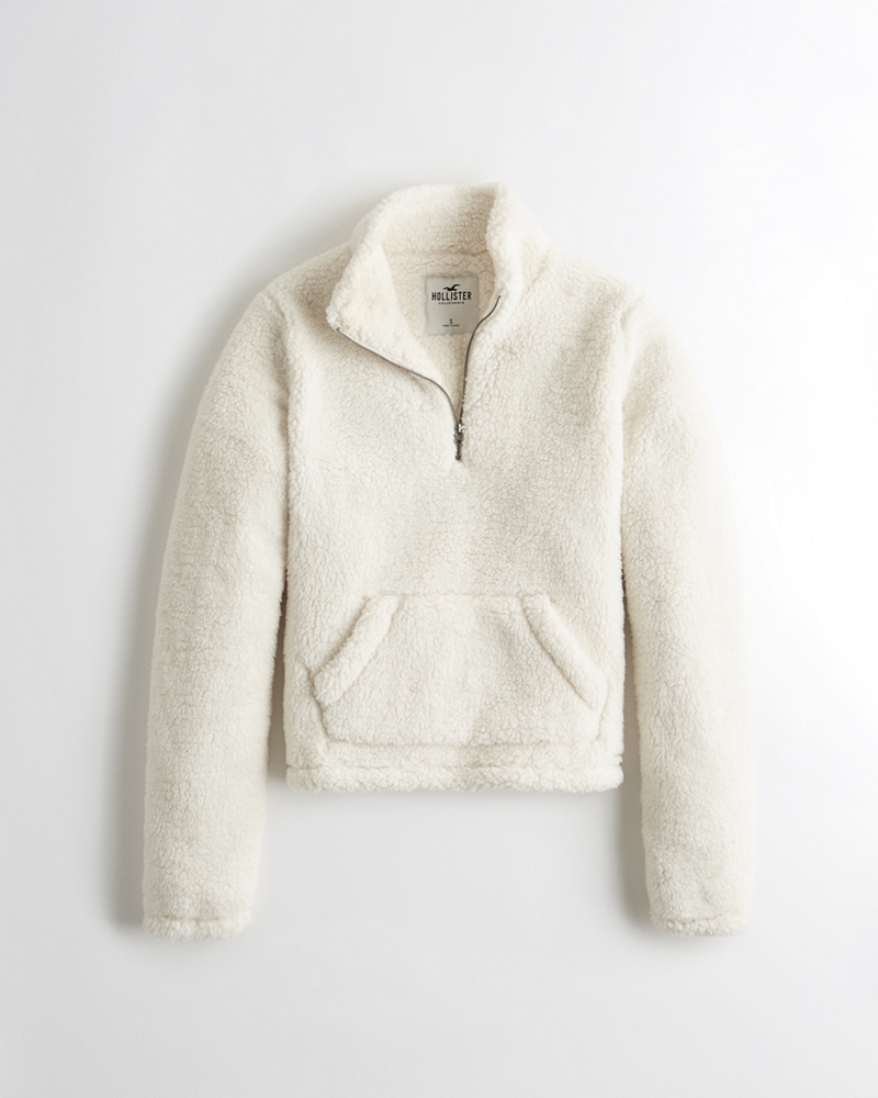 hollister half zip sherpa sweatshirt