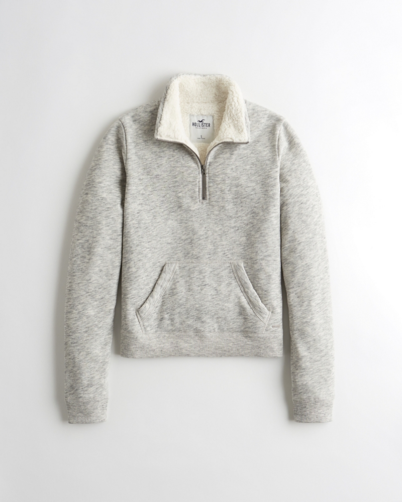 half zip sherpa sweatshirt hollister