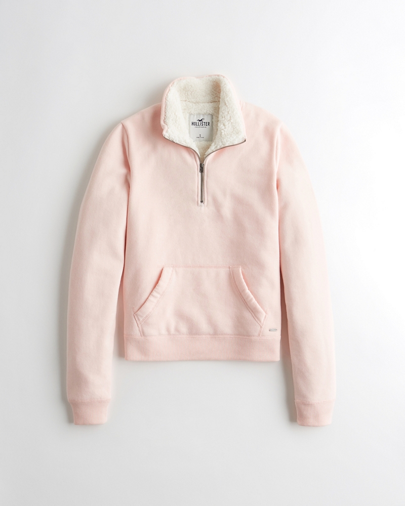 hollister sherpa lined half zip sweatshirt