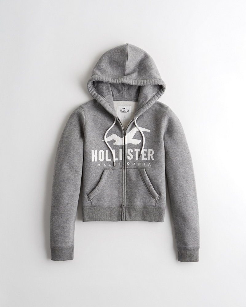 logo full zip hoodie hollister