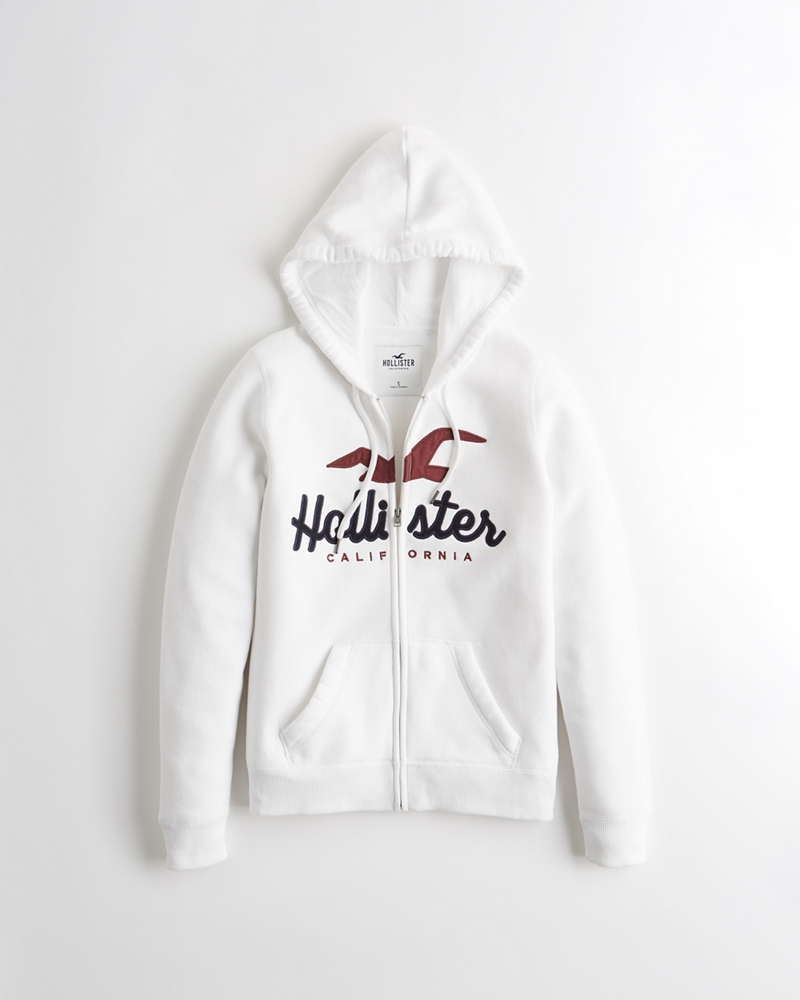 hollister logo full zip hoodie