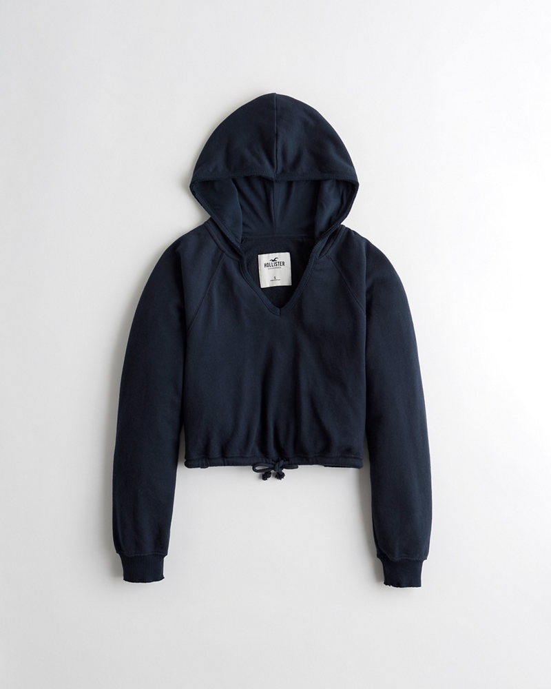 cropped cinched hoodie