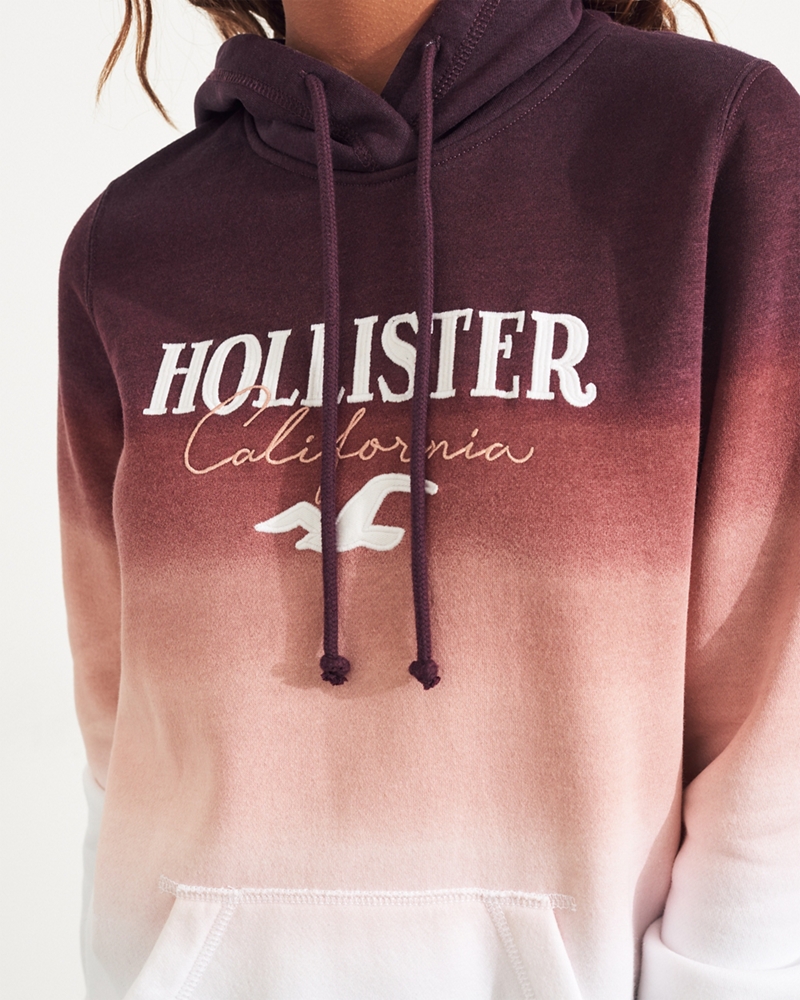 Hollister ombre logo hoodie in grey