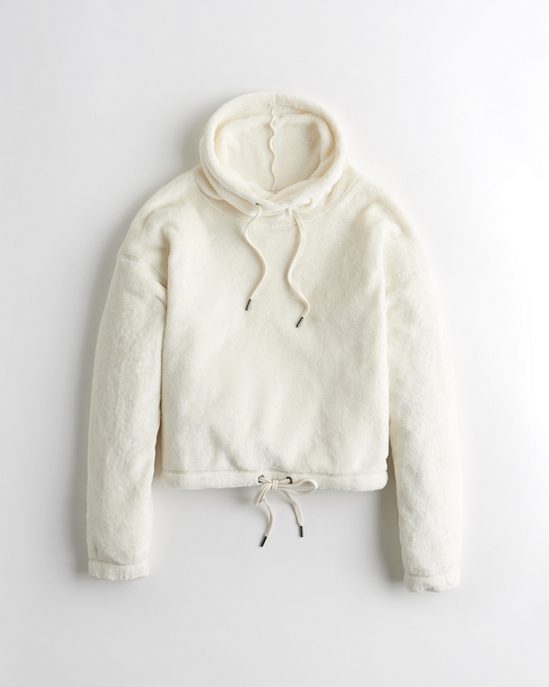 white cowl neck sweatshirt