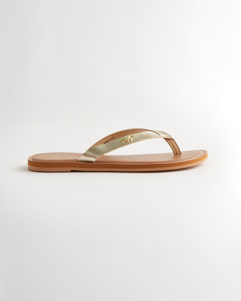 metallic gold flip flops