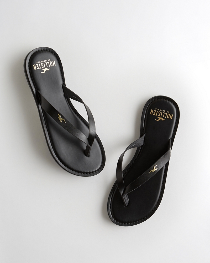 hollister leather flip flops