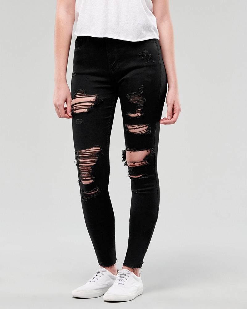 black ripped jeans hollister