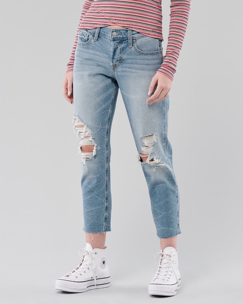 ripped boyfriend jeans hollister