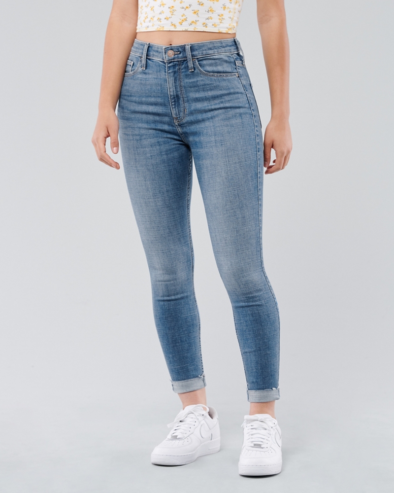 hollister classic stretch ultra high rise crop super skinny jeans
