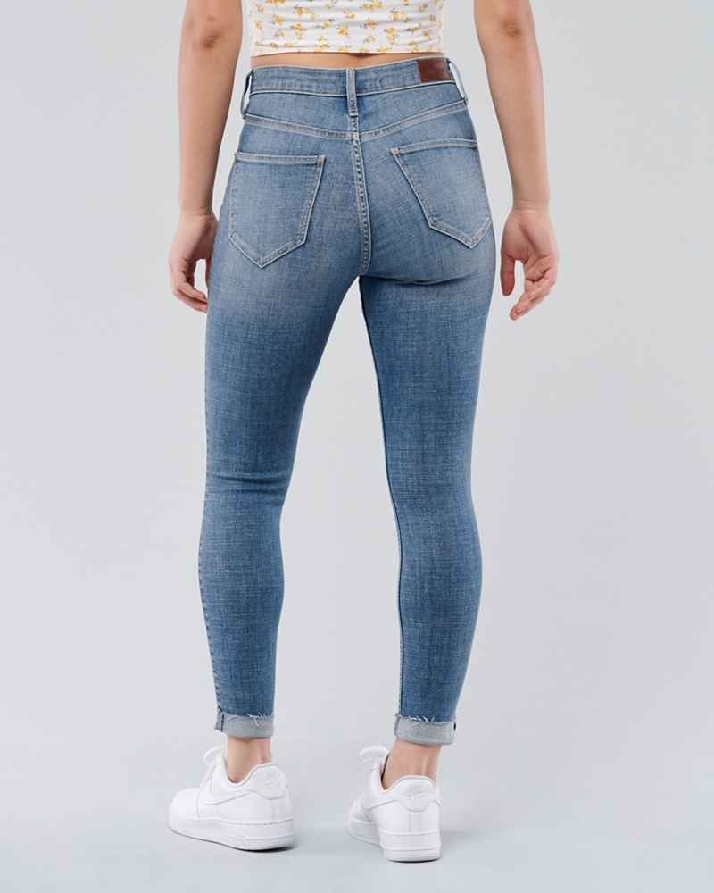 high rise crop super skinny jeans hollister