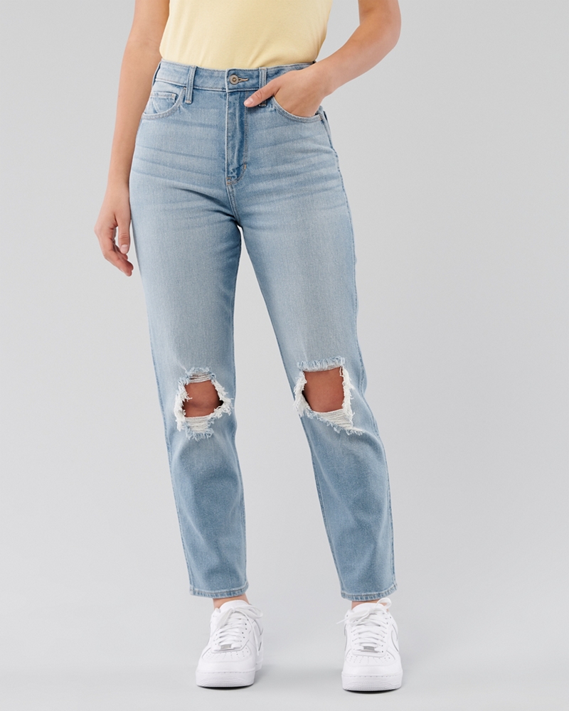 vintage stretch high rise mom jeans hollister