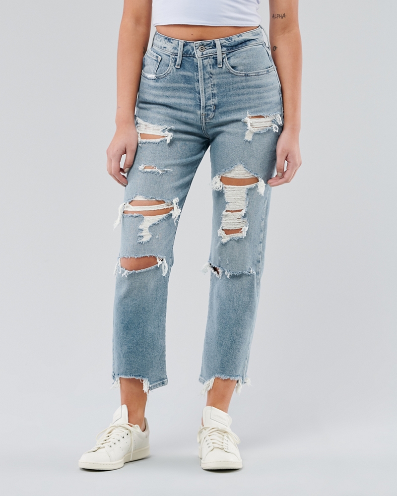 hollister high rise vintage straight jeans
