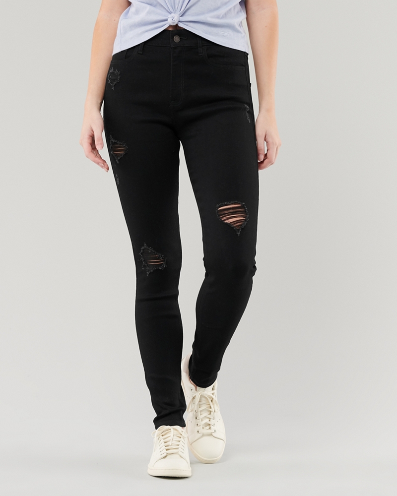 black ripped jeans hollister