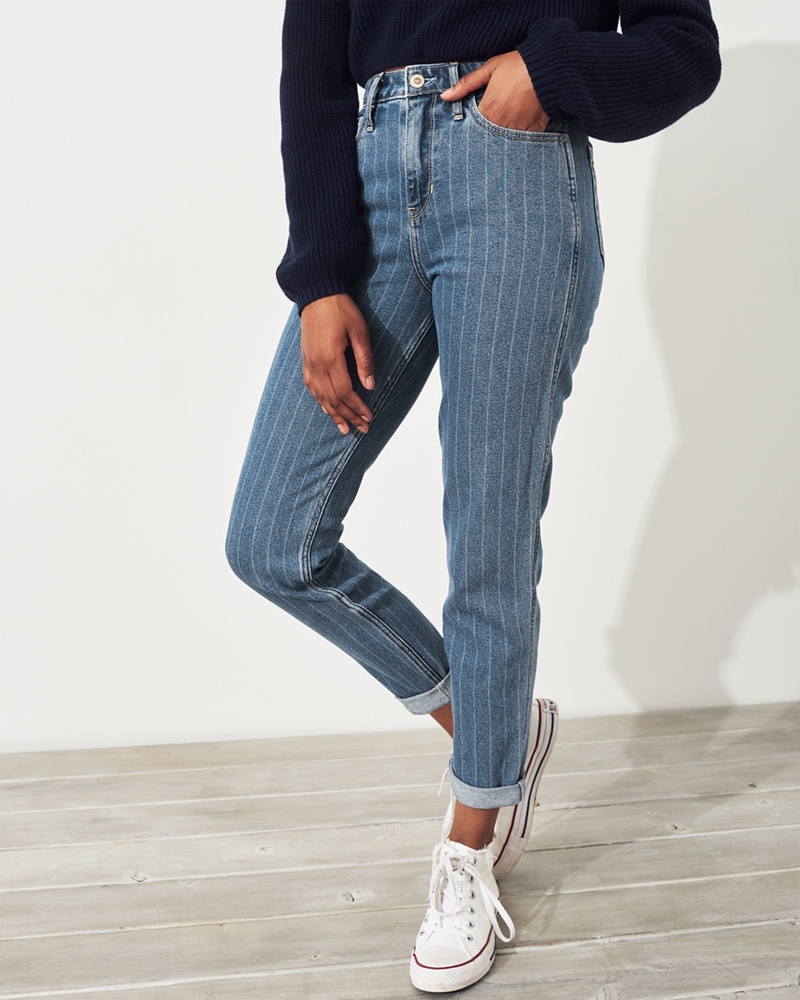 pinstripe mom jeans