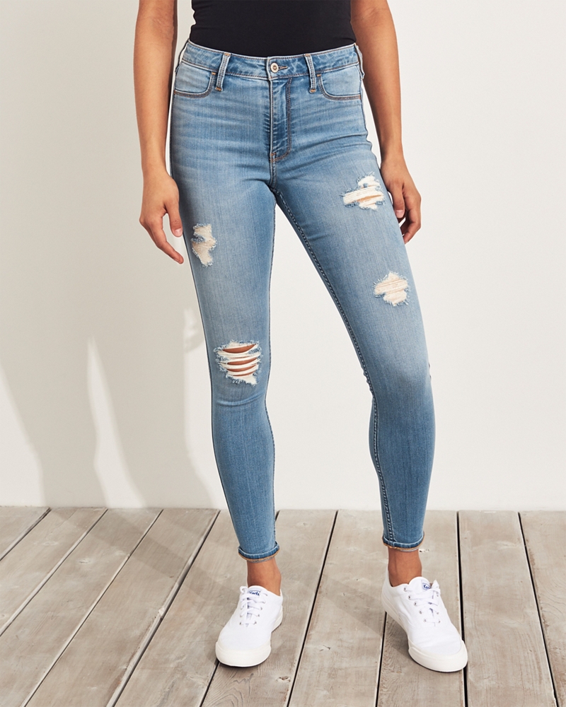 light blue ripped jeans hollister