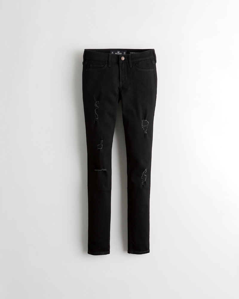 ripped low rise super skinny jeans