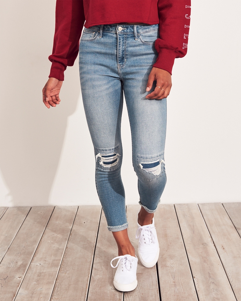 high rise crop super skinny jeans hollister