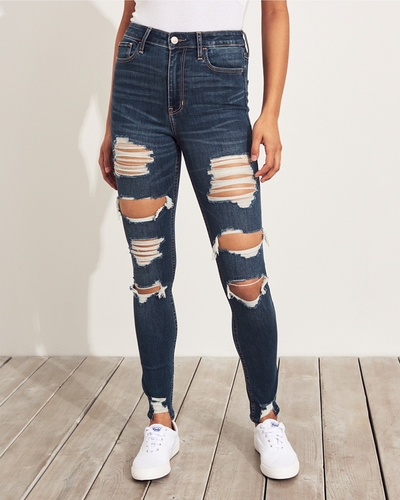 hollister girls ripped jeans
