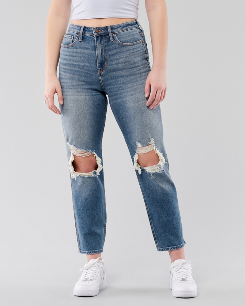 hollister ripped mom jeans