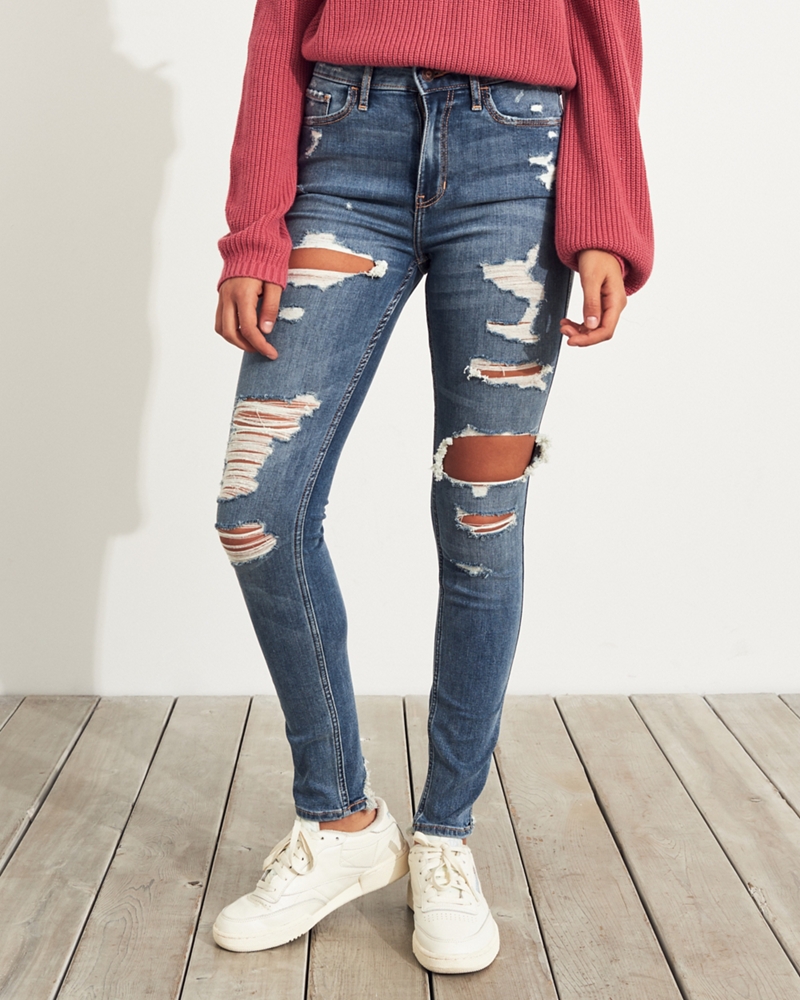 hollister girls ripped jeans