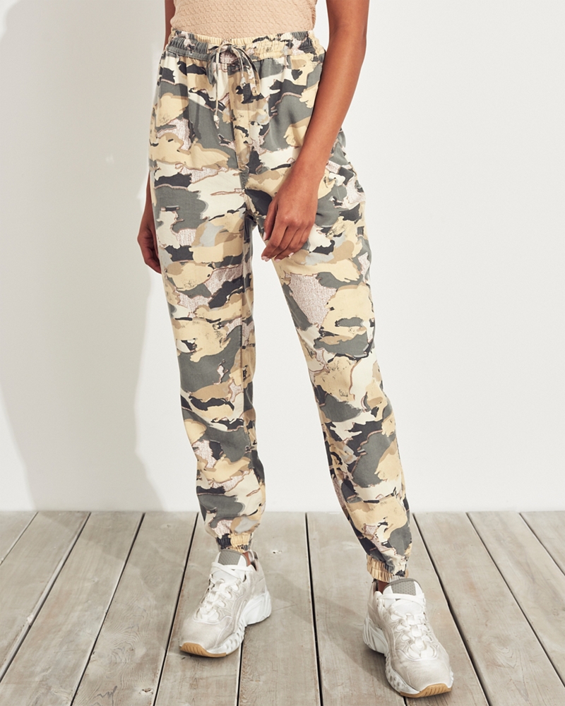 hollister high rise twill joggers