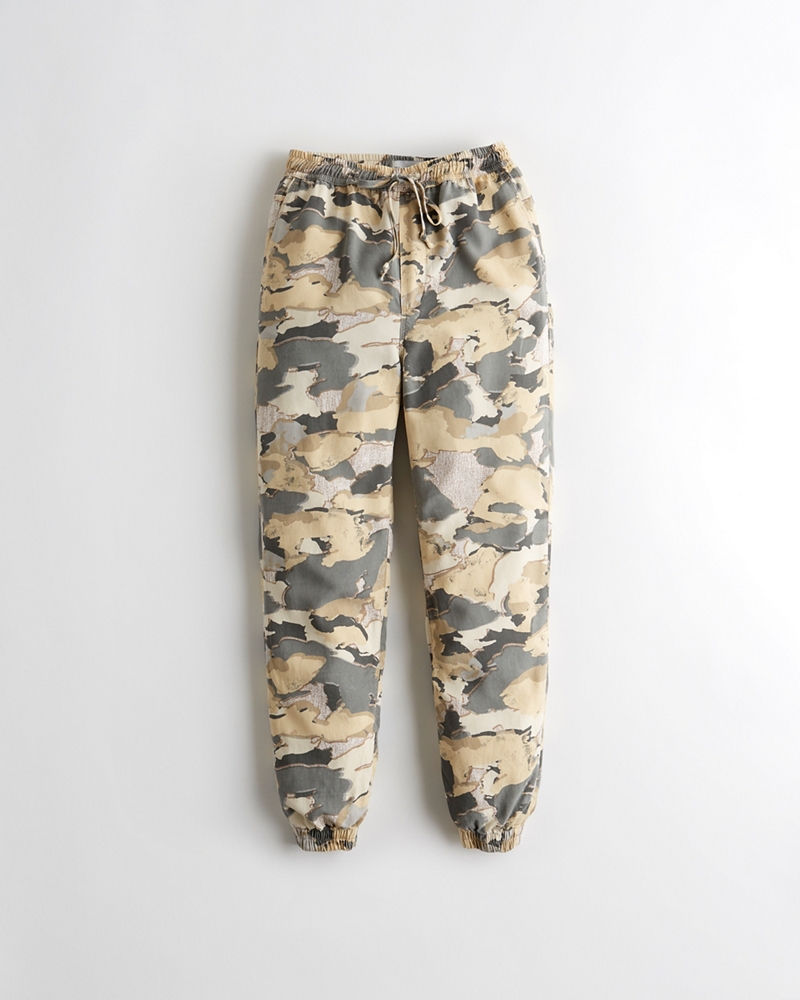 high rise twill joggers