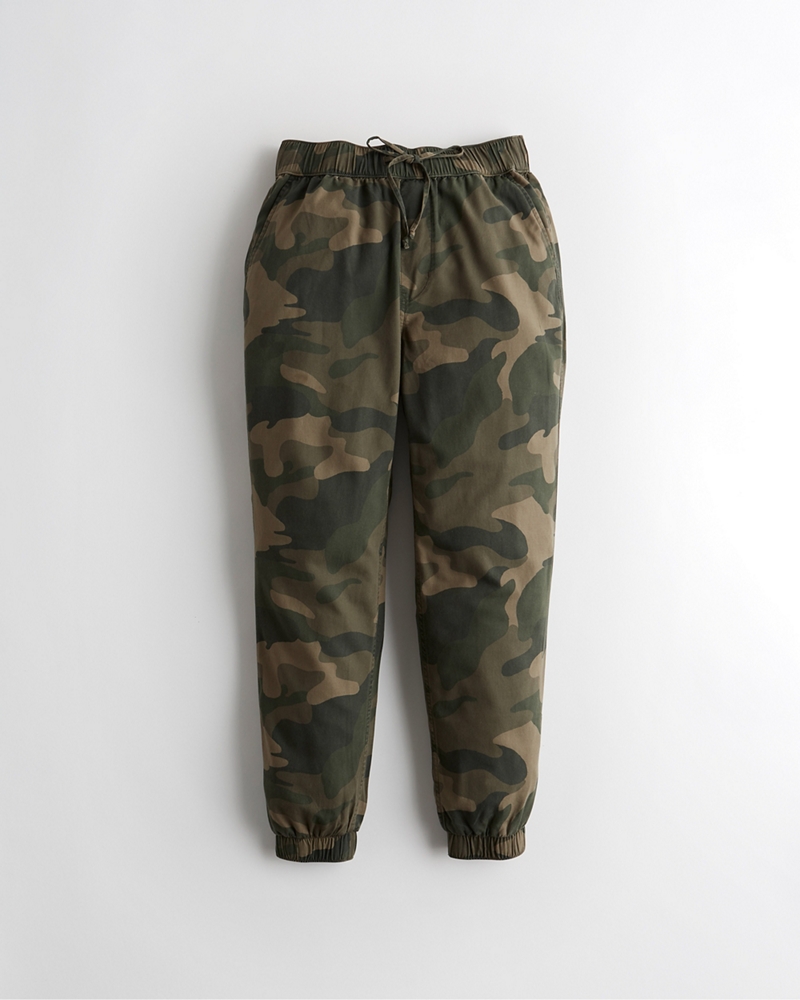 high rise twill joggers