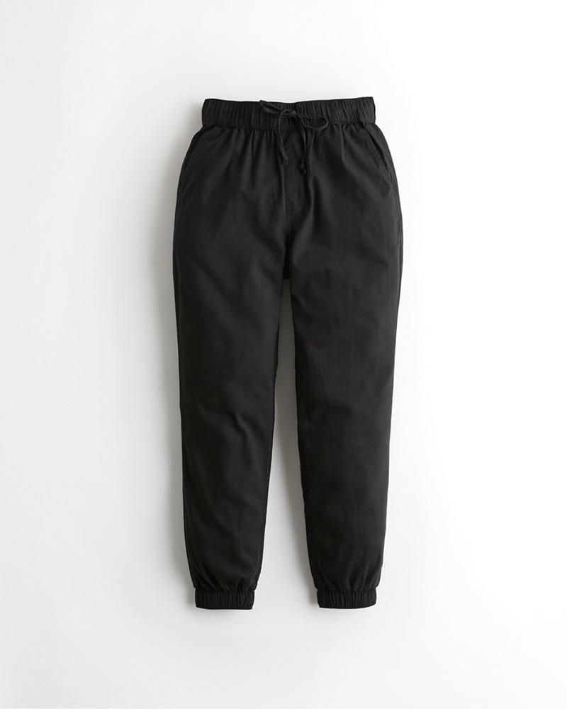 high rise twill joggers