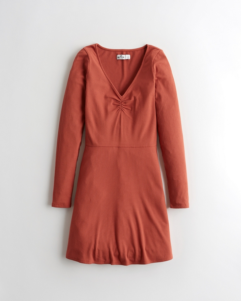 ribbed fitted knit dress