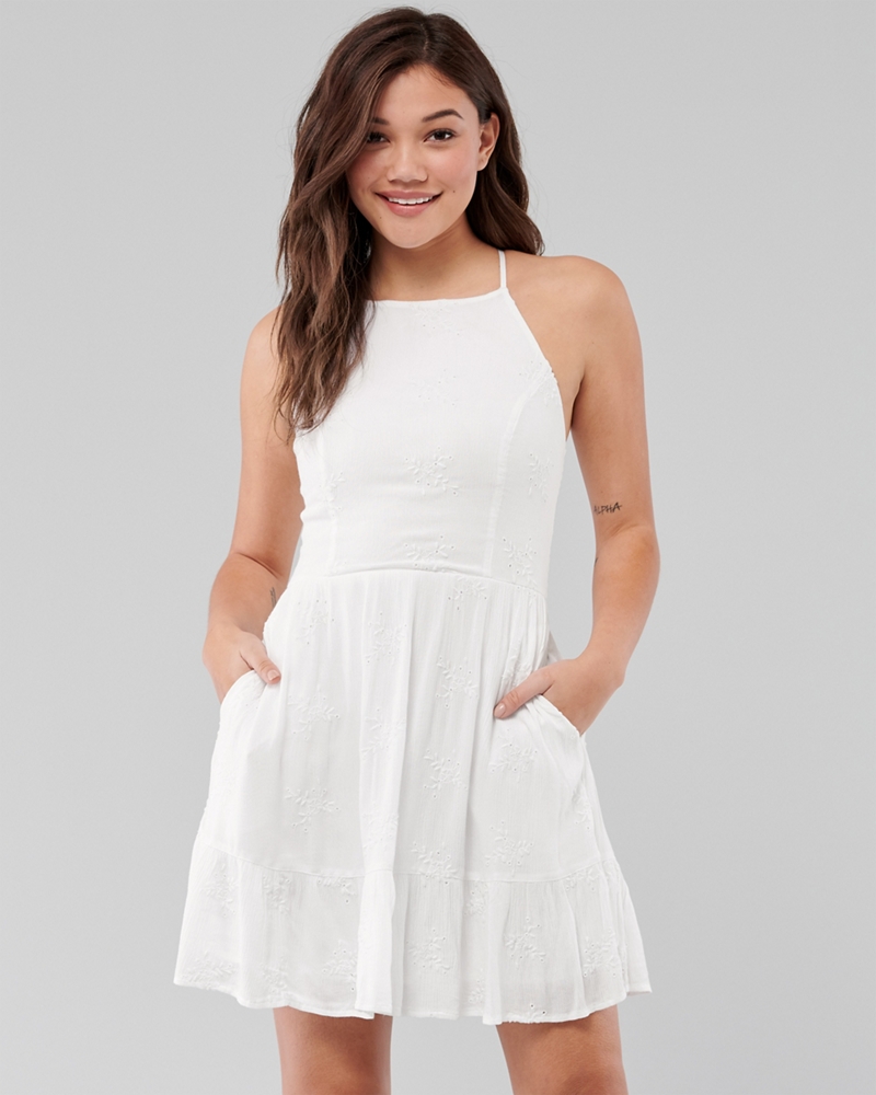 hollister high neck lace dress