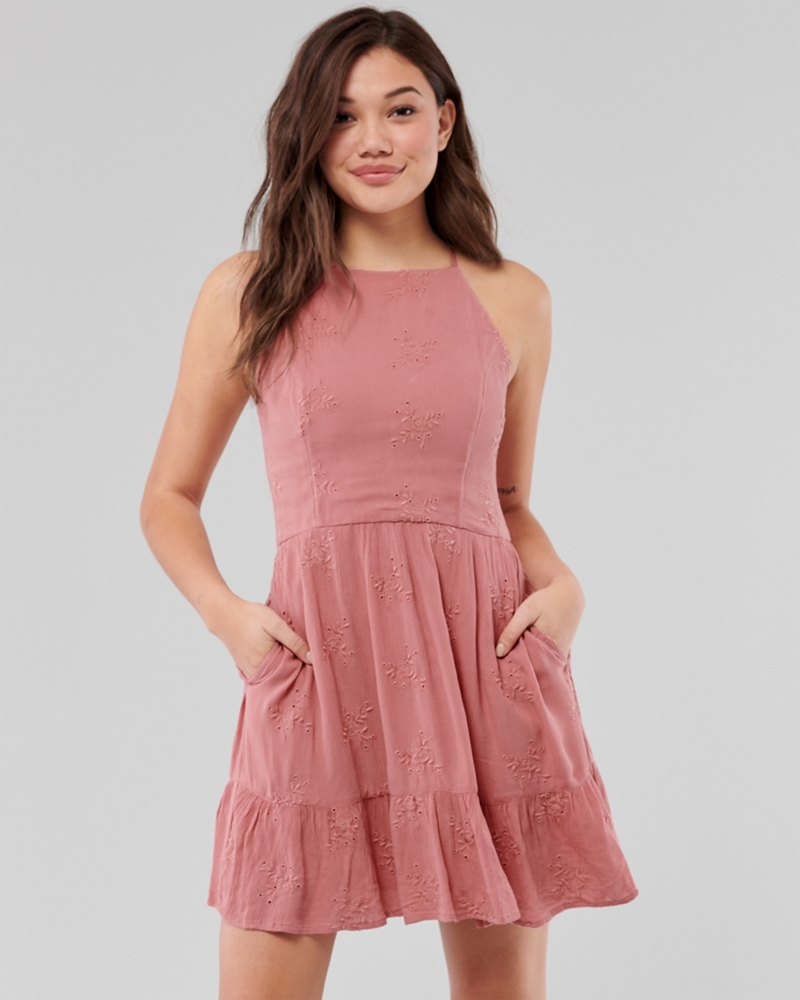 button front a line dress hollister