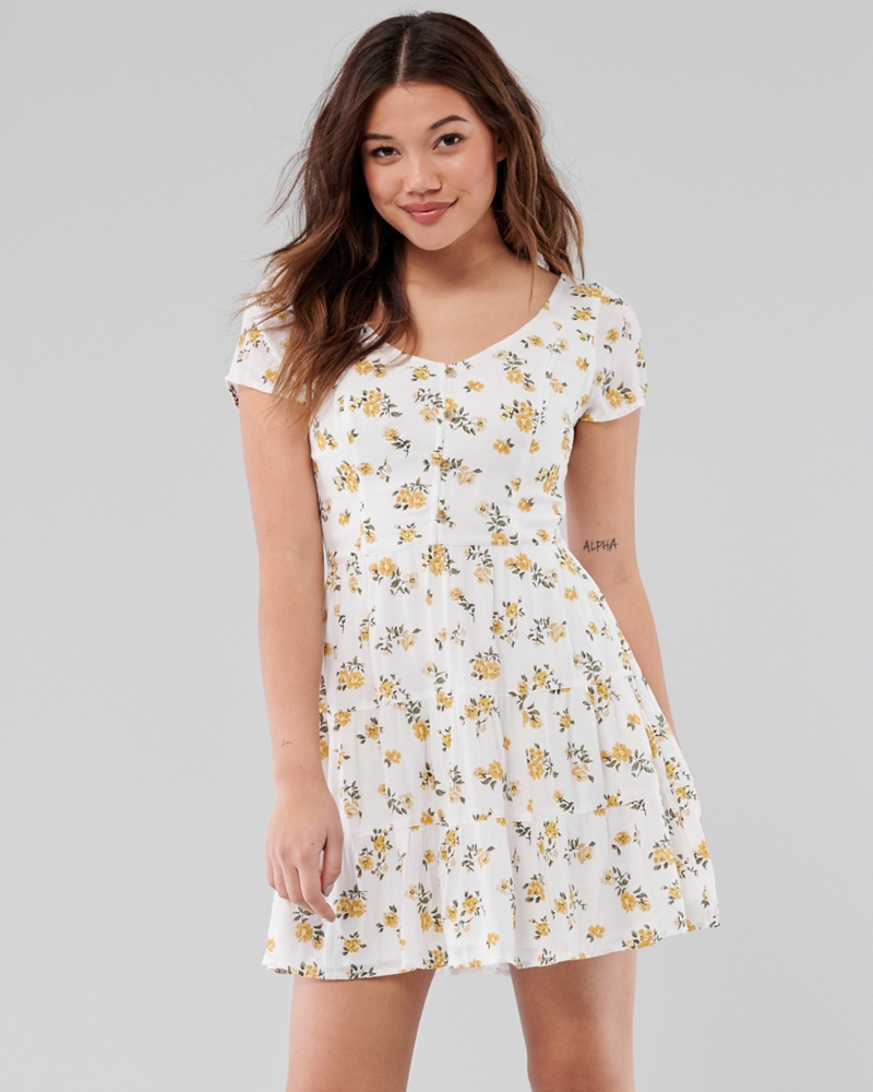 hollister white floral dress