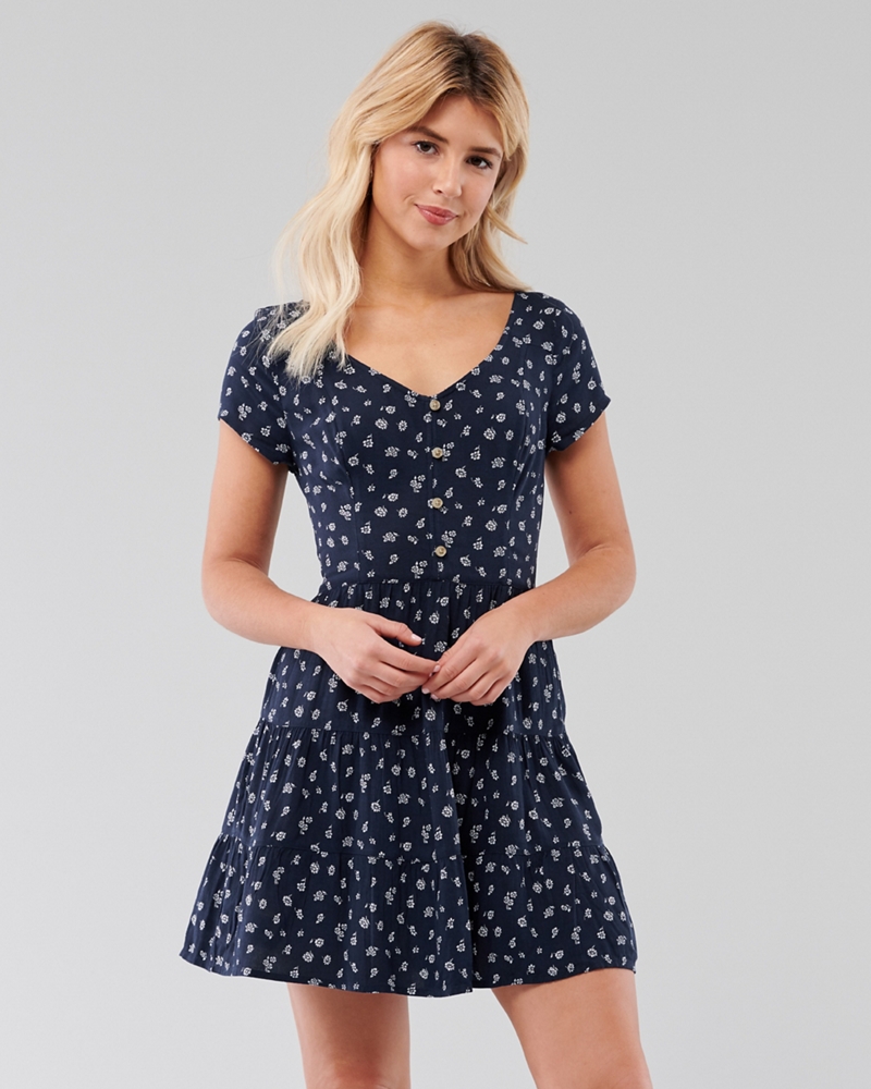 button front a line dress hollister