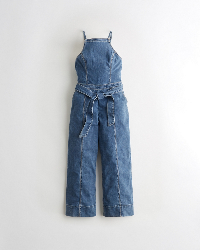 hollister crop wide leg jumpsuit