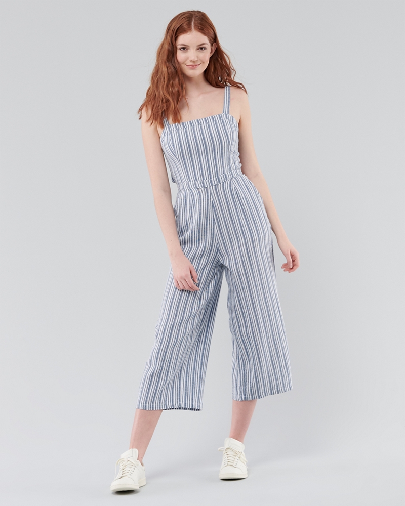 hollister crop wide leg jumpsuit