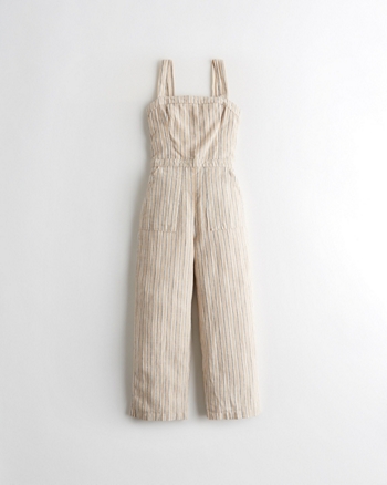 Girls Linen Blend Crop Wide Leg Jumpsuit Girls Sale