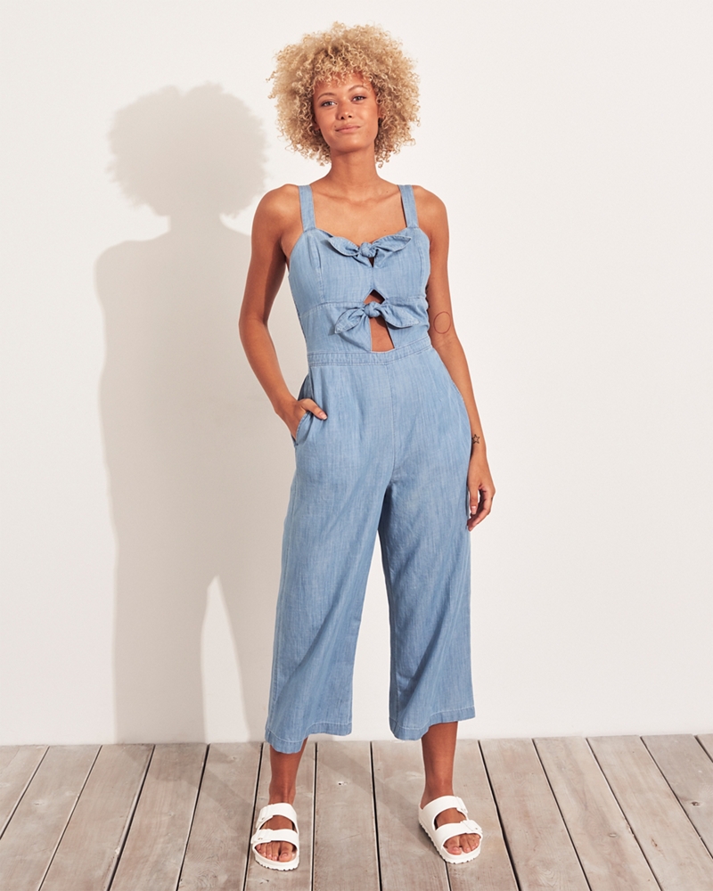 hollister denim jumpsuit
