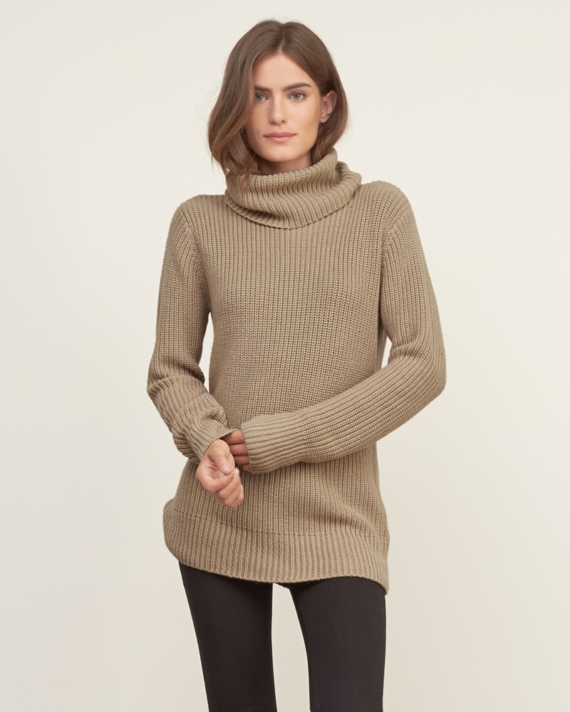 Womens Shaker Stitch Turtleneck Sweater | Womens Tops | Abercrombie.com