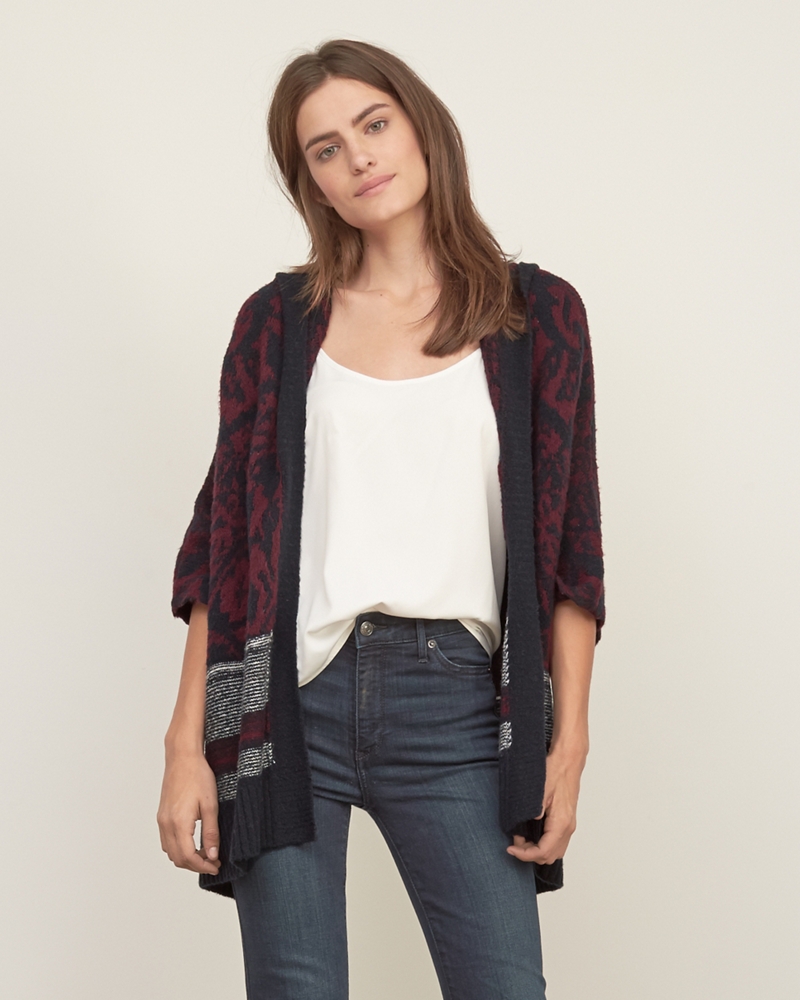 Womens Patterned Cape Sweater Womens Sweaters