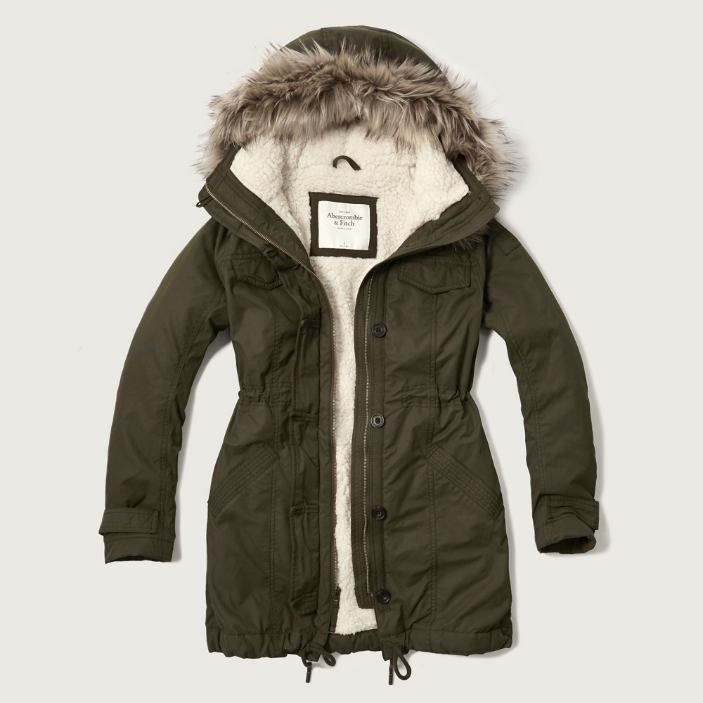 Womens A&F Sherpa Lined Military Parka Womens Clearance