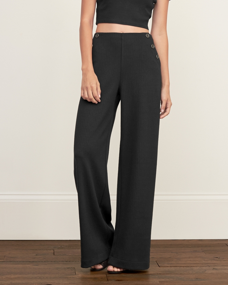 Womens Herringbone Wide Leg Pants Womens New Arrivals