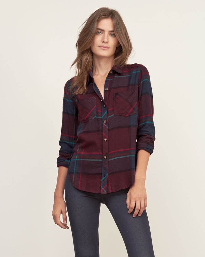 Womens Plaid Flannel Shirt Womens Tops