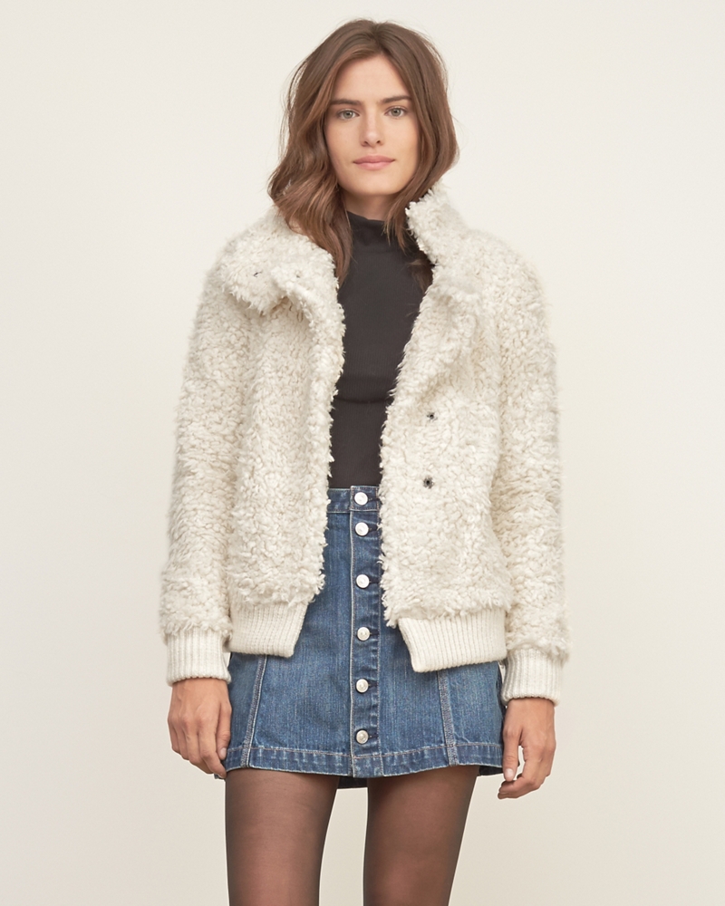 Womens Collared Sherpa Jacket