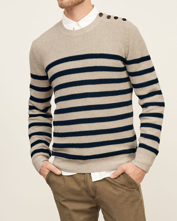 Mens Button-Shoulder Stripe Sweater | Mens Sweaters | Abercrombie.com