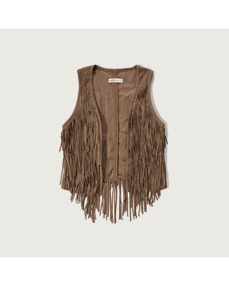 Womens Faux Suede Fringe Vest Womens Clearance
