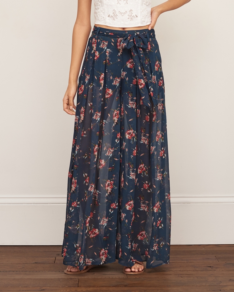 Womens Chiffon Wide Leg Pants | Womens Bottoms | Abercrombie.com